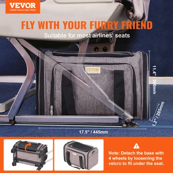 Переноска для домашних кошек VEVOR Дышащий рюкзак для переноски собак с телескопической ручкой колесами и плечевым ремнем для путешествий