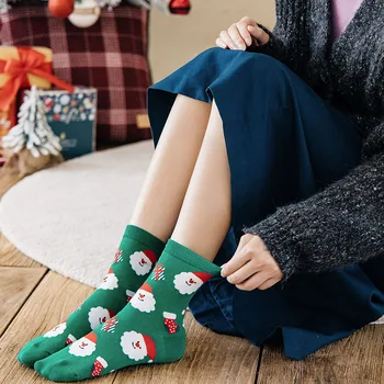 Рождественские носки Женские Забавные носки с Санта-Клаусом, рождественским снеговиком, кавайными мультяшными животными, милыми оригинальными рождественскими подарочными носками для девочек