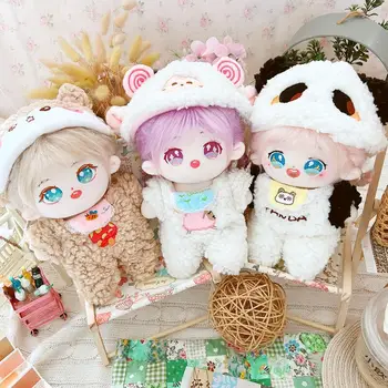 Симпатичная 20-сантиметровая Корейская кукла-идол, Плюшевая игрушка, одежда, Мягкое животное, боди с пандой, Наклонная сумка через плечо, Кукольная одежда, Детские игрушки, подарки, Кукла