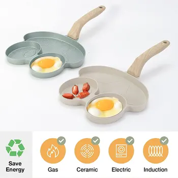 Сковорода для яиц с антипригарным покрытием на 3 чашки, Алюминиевая сковорода для приготовления яиц для блинов, сковорода для жарки яиц в форме милой лягушки, сковорода для яиц, сковорода для завтрака, посуда