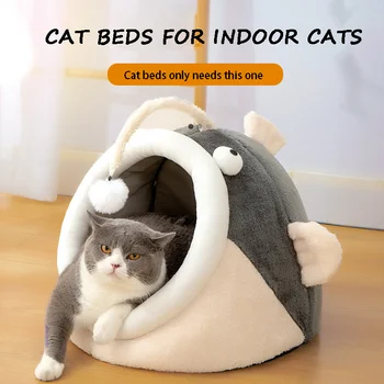 Теплая корзина для домашних животных, уютная подушка для лежака с котенком, палатка для кошачьего домика, Очень мягкий коврик для маленьких собак, Моющиеся кровати для пещерных кошек