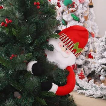 Украшение для Рождественской елки Декор для елки Санта-Клауса Многоразового использования Добавляет праздничной атмосферы Рождественская Елка Санта-Клаус Верхнее украшение для Рождественской елки