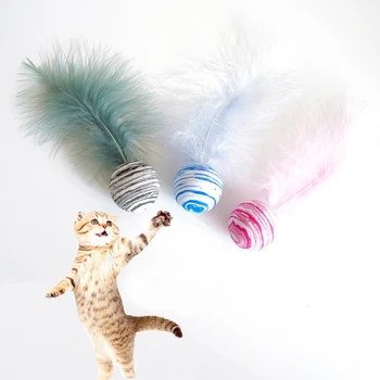 1 Комплект игрушек-шариков из перьев котенка для кошки для творческой работы с цветом света