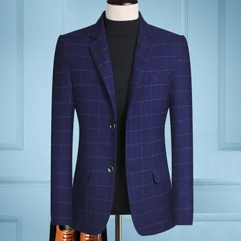2023 Новый весенний модный клетчатый пиджак, мужской городской пиджак для отдыха, приталенный пиджак без глажки