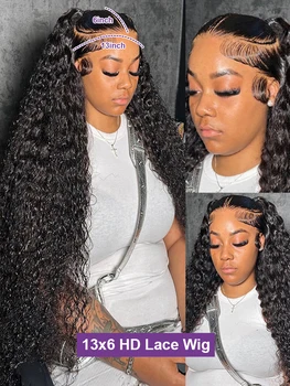 30-40-дюймовые волнистые кружевные фронтальные парики 13x4 13x6 HD Глубокая волна Кружевной Фронтальный парик 360 Полных человеческих волос Парики для женщин в продаже