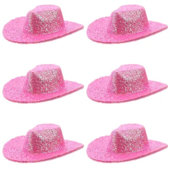 6 Шт. мини-ковбойская шляпа, Миниатюрный Розовый капор, сменные шляпы для торта, искусственные украшения для рукоделия