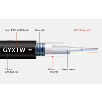 8-ядерный волоконно-оптический кабель GYXTW FTTH Антенна Бронированный волоконно-оптический кабель 500 м / рулон