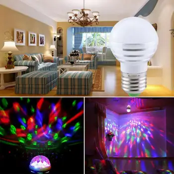 E27 LED 3 Вт Красочная вращающаяся лампочка, мини-шар, ночник, KTV-бар, дискотека, хрустальный шар, лампа для сцены, лампа для атмосферы вечеринки