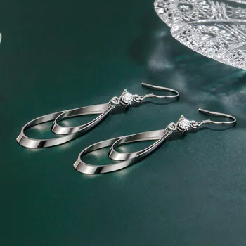 Горячие продажи, романтические серьги-кольца из стерлингового серебра 925 пробы для женщин, модные вечерние свадебные украшения, Рождественские подарки