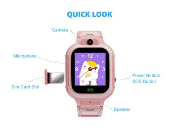 Детские смарт-часы, 4G Sim-карта, Видеозвонок SOS, Водонепроницаемый GPS WIFI, LBS-позиционирование, Безопасный подарок для детей для IOS Android