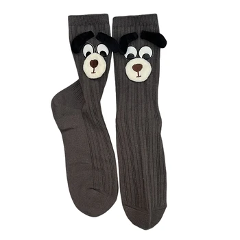 Женские забавные носки-трубочки, Носки с милой мультяшной собачкой, эластичные Носки для прогулок, аксессуар для одежды