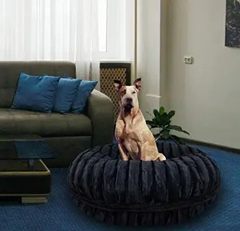 и Собачья кровать Barnie Bagel - Дополнительная Плюшевая Собачья кровать Из искусственного Меха - Круглая Собачья кровать - Водонепроницаемая подкладка и съемный моющийся чехол -
