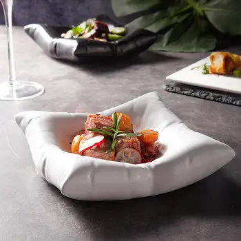 Керамическая обеденная тарелка Современная элегантная 6 дюймов для вечеринки в ресторане Белая