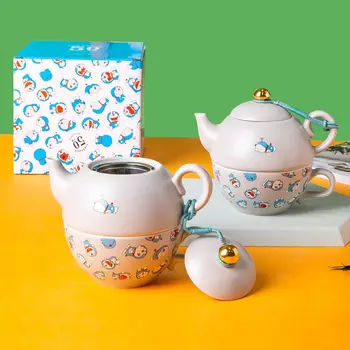 Керамический чайник Doraemon Заварочный чайник с фильтром Чайный набор Кунг-фу Single Set One Pot Cup Simple