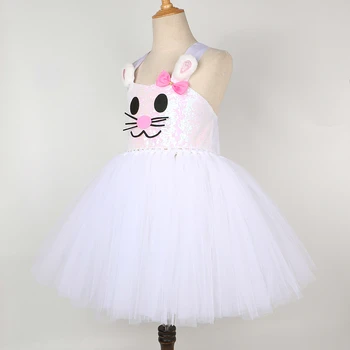 Костюмы кота и кролика с блестками на Хэллоуин для маленьких девочек, праздничное платье-пачка на Пасху для детей, костюм животного и кролика, комплект одежды для дня рождения