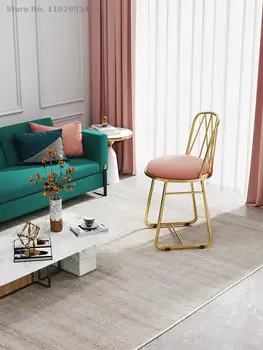 Легкий роскошный обеденный стул домашний стул для гостиной современный минималистичный стул для спальни для девочек с сеткой и красными вставками стул для макияжа со спинкой