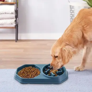 Миска для медленного кормления и коврик для вылизывания собак, замедляющий процесс поедания Для тех, кто быстро ест, пазл для корма для домашних животных и набор миски для воды для щенка маленького среднего размера