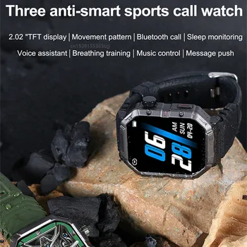 Мужские спортивные смарт-часы GW55 с 2,02-дюймовым большим экраном, компас, Bluetooth-вызов, музыка, Мониторинг здоровья, Голосовой интеллект, умные часы
