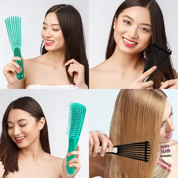 Новая зеленая пластиковая щетка для волос средней толщины, прочная и антистатическая щетка для домашнего ухода за волосами в ванной, массажер для кожи головы