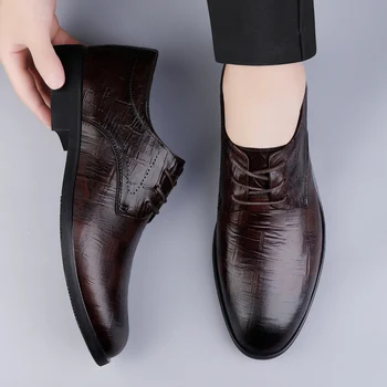 Новое поступление, Мужская Повседневная обувь в деловом стиле, 2023, Классические Мужские туфли на шнуровке для Свадьбы, Уличные Мужские Оксфорды из Натуральной Кожи, Обувь