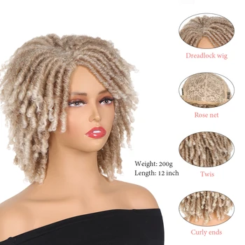 Парики для чернокожих женщин Афро Вьющиеся твист-парики Плетение Синтетический парик из термостойкого волокна Дышащие Искусственные Локоны Косы Парики для волос остроумие