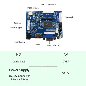 Плата контроллера HD MI VGA 2AV LVDs для 12,1-дюймового IPS ЖК-экрана 1024х768 650 нит