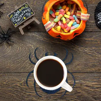 Подставки для Хэллоуина, 4 штуки, подставка для чашек-пауков, впитывающий влагу, предотвращающий образование водяных колец, коврик для чашек для напитков, кружек, готический столик для Хэллоуина