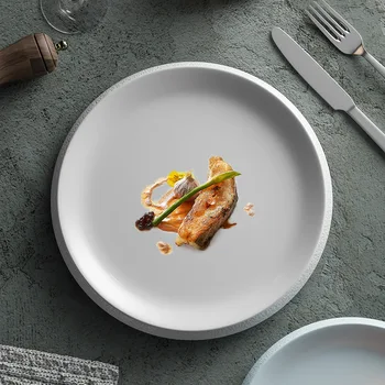Синяя и белая круглая тарелка Гостиничное блюдо Сервировочные тарелки Десертная посуда Обеденный сервиз Западная кухня Поднос для стейков