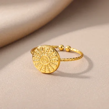 Солнечные кольца из нержавеющей стали для женщин с простым спиральным узором, укладывающие ленты, Тонкое кольцо на указательный палец, открывающие обручальные кольца, ювелирные изделия