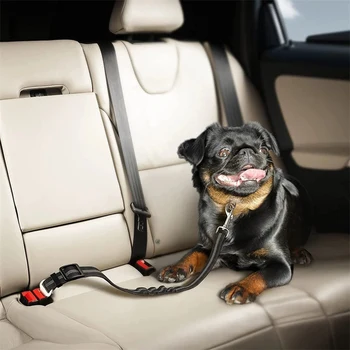 Страховочный трос для автомобиля для собак, Регулируемый Прочный Нейлоновый Светоотражающий поводок для домашних животных, Амортизирующая эластичность, Ошейники для домашних животных в автомобиле, Принадлежности для собак