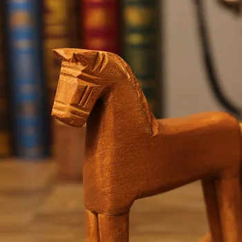 Украшение в виде деревянной лошади, ретро Произведение искусства ручной работы, Украшение рабочего стола, Качающаяся Лошадь, Винтажные Фигурки для домашнего декора.