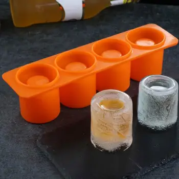 Форма для рюмок со льдом с 4 отверстиями, Прочная Форма для рюмок, Силиконовые формы для стаканов со льдом, Бокалы для виски, кубики льда, Легко снимаемые, Практичные