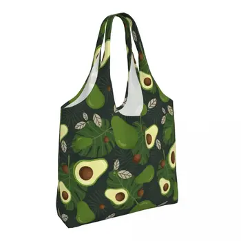 Холщовые сумки для покупок с рисунком авокадо, женские прочные сумки для покупок большой емкости, фруктовая веганская сумка для покупок, сумки для фотографий