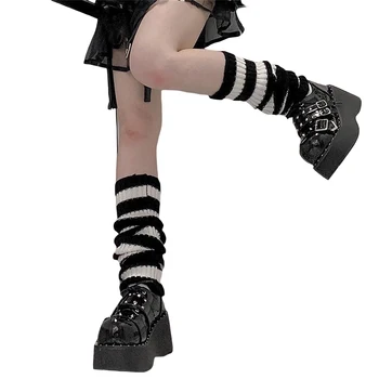 Японские Длинные носки Y2K JK Lolita, женские гетры, Вязаный теплый чехол для ног, Белая грелка для рук, Женские осенне-зимние носки крючком