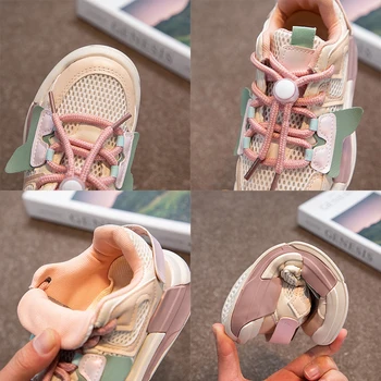 2023 г. Весенние розовые туфли для девочек, осенние сетчатые дышащие детские кроссовки для мальчиков 5-18 лет, легкие кроссовки для ходьбы, мягкие