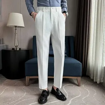 2023 Новый мужской костюм Тонкие, легкие деловые, освежающие и крутые укороченные брюки с ощущением падения и без утюга Повседневный костюм