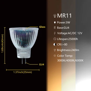 6 шт. Светодиодный мини-Прожектор Mr11 GU4 AC/DC 12 В 3 Вт 3000 К-6000 К Теплый Белый Для Потолочных Светильников Заменить Галогенную Лампу 20 Вт Энергосбережение