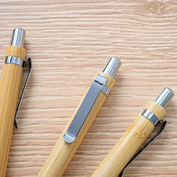 60 шт. /лот Шариковая ручка из бамбукового дерева, бамбуковая ручка с наконечником 1,0 мм, офисные школьные канцелярские принадлежности для бизнеса, шариковые ручки для подписи
