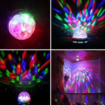 E27 LED 3 Вт Красочная вращающаяся лампочка, мини-шар, ночник, KTV-бар, дискотека, хрустальный шар, лампа для сцены, лампа для атмосферы вечеринки