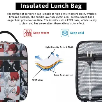 Fiambrera reutilizable My Hero Academia Shoto Todoroki, bolsa de almuerzo aislante para alimentos, enfriador térmico de Anime MH