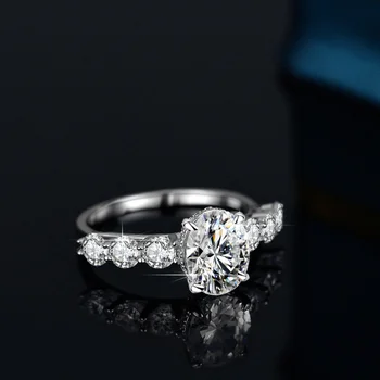 HTOTOH Обручальное кольцо из стерлингового серебра 925 пробы для женщин, ювелирные изделия из овального муассанита весом 2 карата, Обручальные кольца