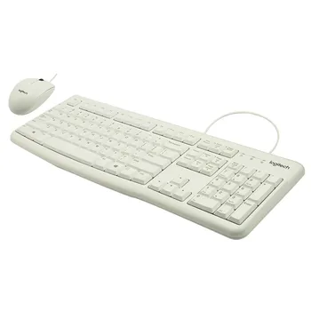 Logitech MK120 Проводная клавиатура и мышь Комбинированный набор, Немой ноутбук, настольный компьютер, клавиатура и мышь, Водонепроницаемая для портативных ПК, Офис