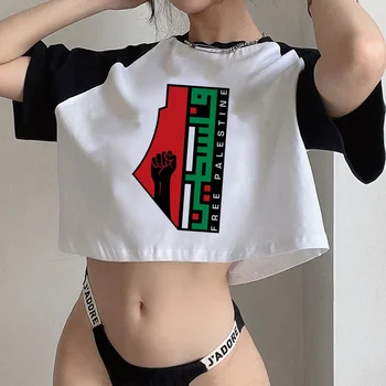 Palestine cyber y2k уличная одежда женский кроп-топ для хиппи kawai goth yk2 одежда для хиппи
