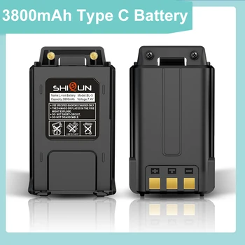 Батарея Baofeng UV-5R 3800mAh Более Толстая Оригинальная Увеличивающая USB C UV-5R BF-F8HP UV-5RE UV-5X3 Walkie Talkie Литий-ионная Расширенная Батарея