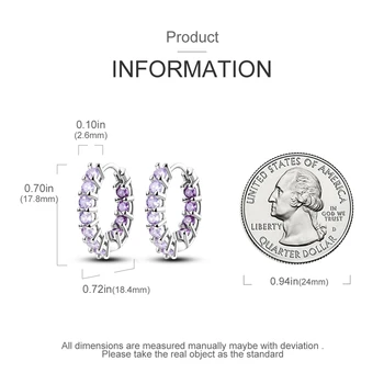 Блестящие Серьги U-образной формы фиолетового цвета, Серьги-кольца из серебра 925 пробы Для женщин, Свадебные Обручальные украшения с цветочным цирконием, Подарок