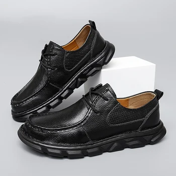 Брендовая мужская повседневная обувь из натуральной кожи, легкая деловая мужская обувь, удобная мужская обувь для вождения, мужские лоферы, кроссовки