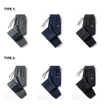 Высококачественные теплые осенне-зимние мужские хлопчатобумажные брюки для фитнеса и спортивные штаны с плюшевой подкладкой для тепла на улице, M-8XL