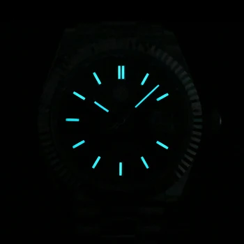 Деловые мужские часы San Martin 40 мм, винтажный циферблат MOP, ретро Роскошный сапфир PT5000, автоматическая механическая резьба, рифленый безель, 10 бар