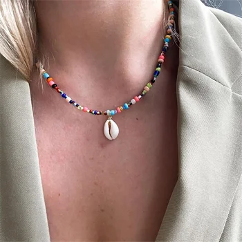 Женское ожерелье из цветочного бисера в стиле Y2K, богемное красочное короткое ожерелье-чокер с жемчугом, украшенное бисером, женские ювелирные изделия