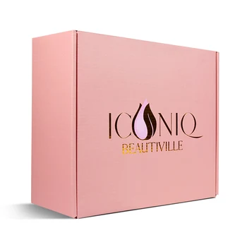 индивидуальный дизайн, Оптовая продажа, роскошная изысканная подарочная косметика на заказ, гофрированная розовая упаковочная коробка для доставки с золотой фольгой